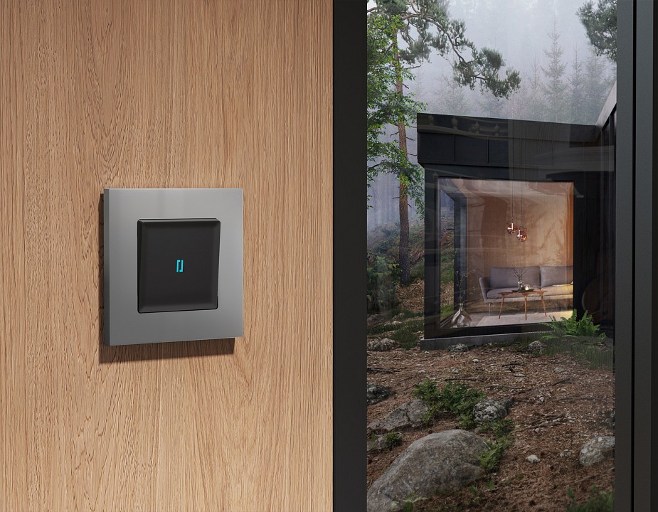 Выключатель самовозвратный одноклавишный с подсветкой, Без рамки ambrella volt ma ma802060