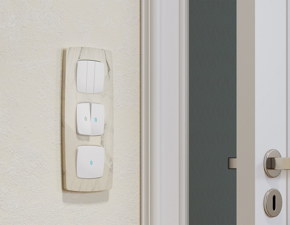 Выключатель самовозвратный двухклавишный с подсветкой, Без рамки ambrella volt mo mo122060