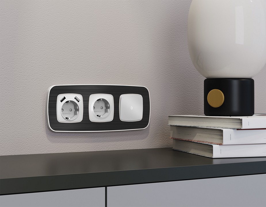 Выключатель самовозвратный одноклавишный с подсветкой, Без рамки ambrella volt mo mo402055