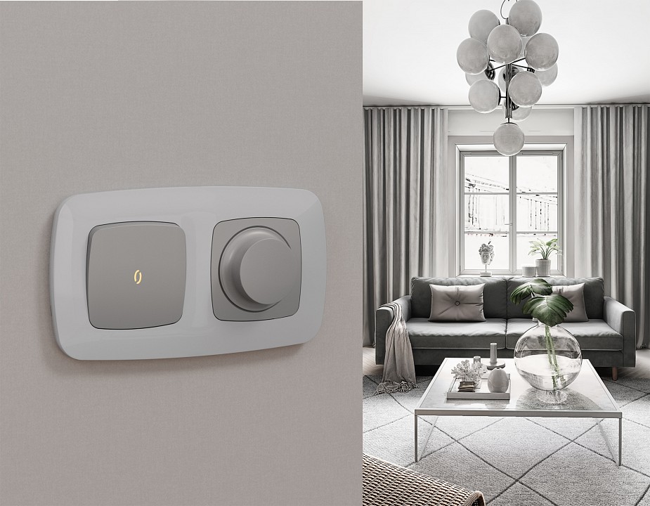 Выключатель самовозвратный одноклавишный с подсветкой, Без рамки ambrella volt mo mo502050