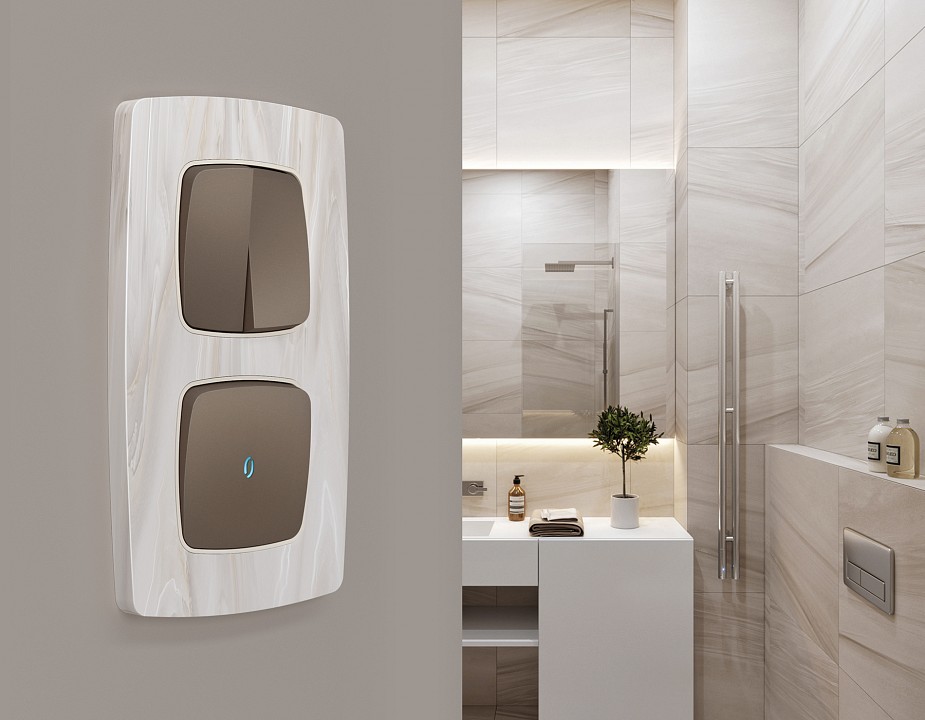 Выключатель самовозвратный одноклавишный с подсветкой, Без рамки ambrella volt mo mo632060