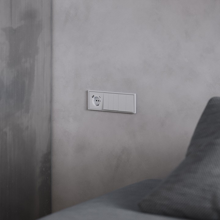 Накладка для розетки с заземлением и со шторками и 2хusb type a и c voltum s70 vls001016