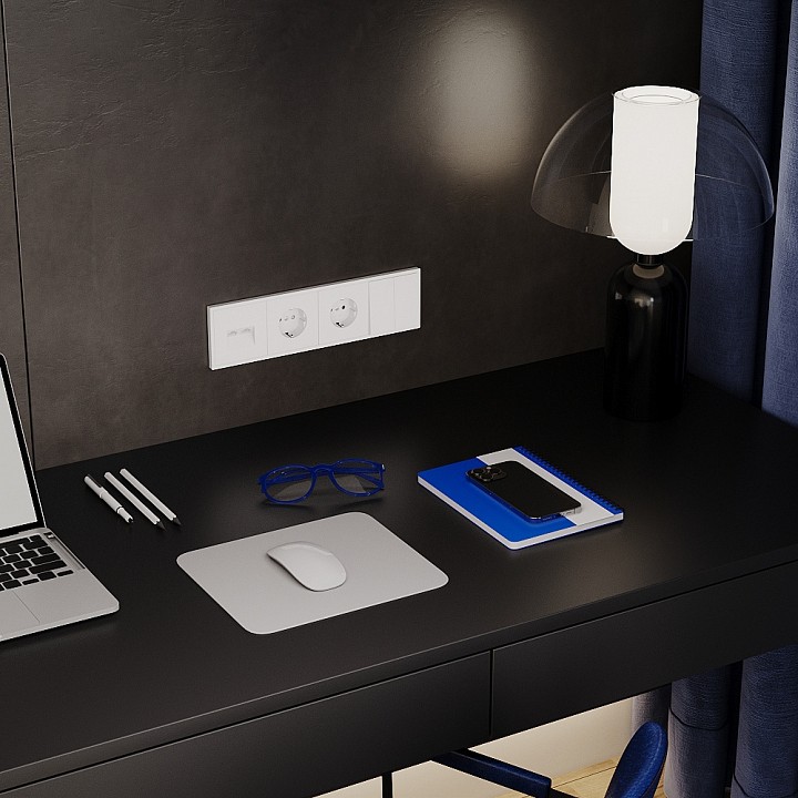 Выключатель двухклавишный без рамки voltum s70 vls020102