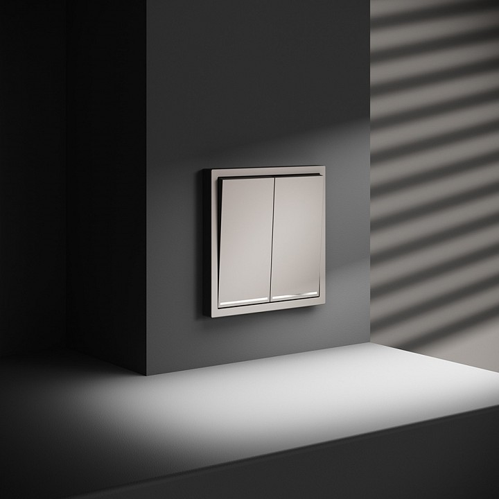 Выключатель двухклавишный с подсветкой без рамки voltum s70 vls020203