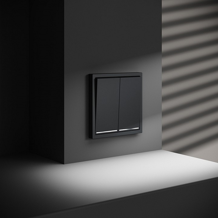 Выключатель двухклавишный с подсветкой без рамки voltum s70 vls020207