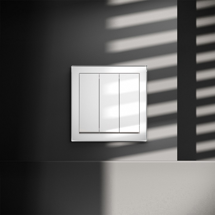 Выключатель трехклавишный без рамки voltum s70 vls030101