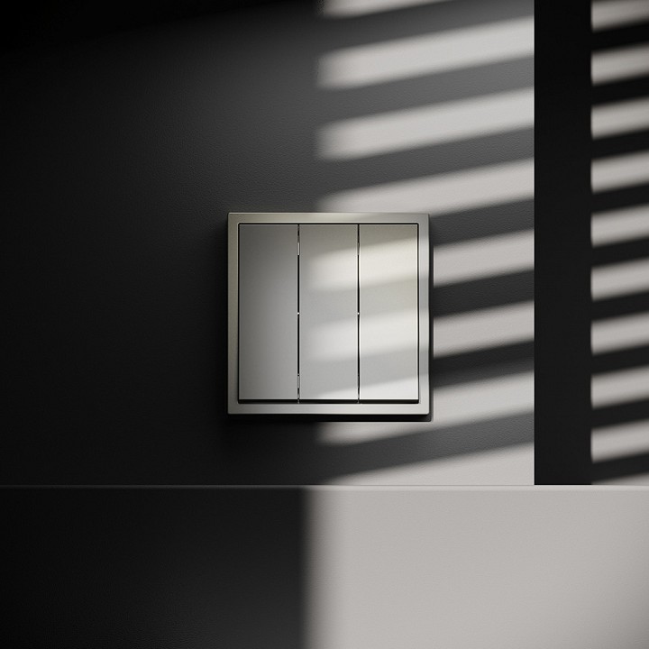 Выключатель трехклавишный без рамки voltum s70 vls030104