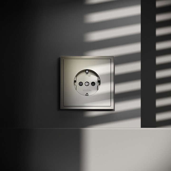 Розетка с заземлением и со шторкой, Без рамки voltum s70 vls040204