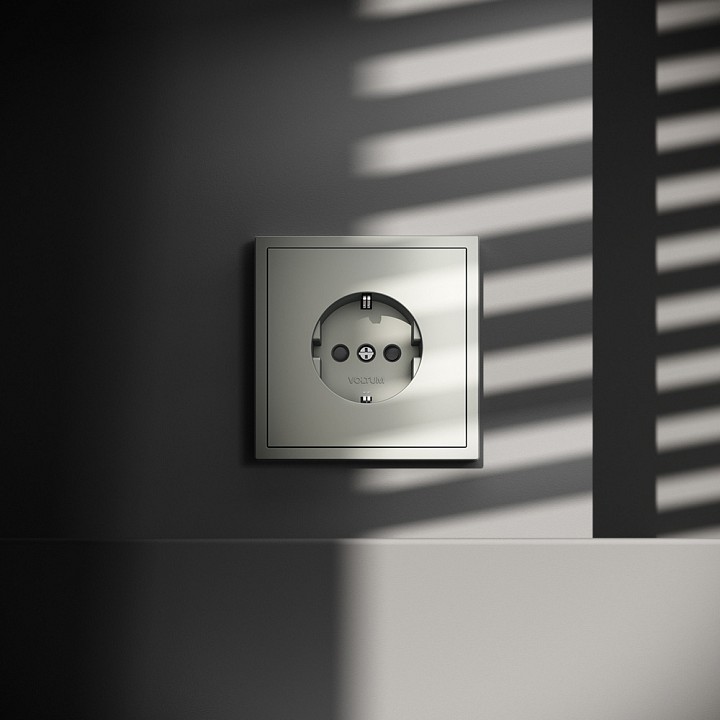 Розетка с заземлением и со шторкой, Без рамки voltum s70 vls040205