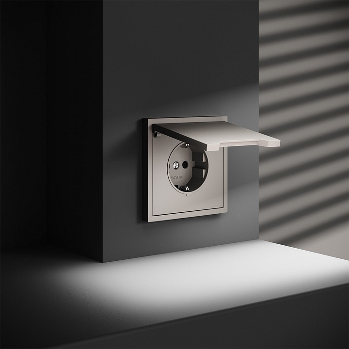 Розетка с заземлением и со шторкой, Без рамки с крышкой voltum s70 vls040303