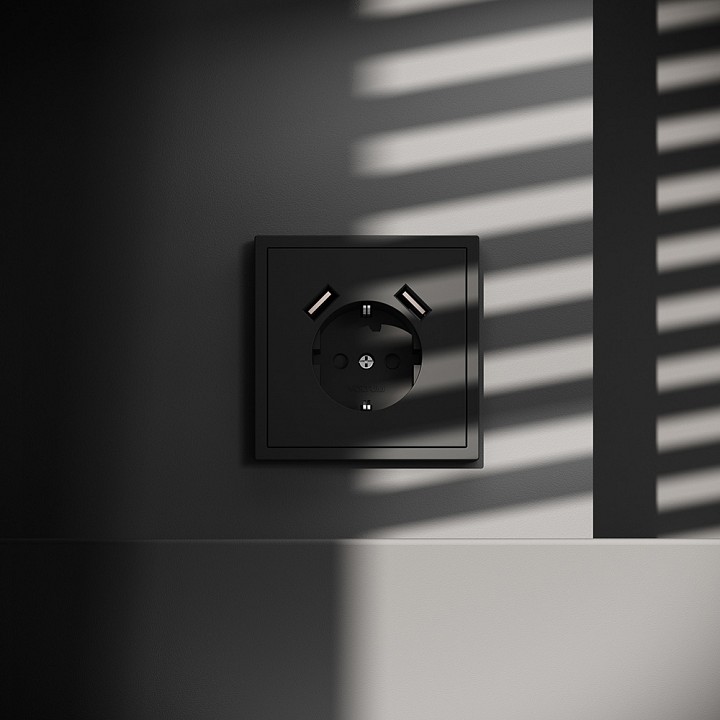 Розетка с заземлением и со шторкой и 2хusb type a, Без рамки voltum s70 vls040408