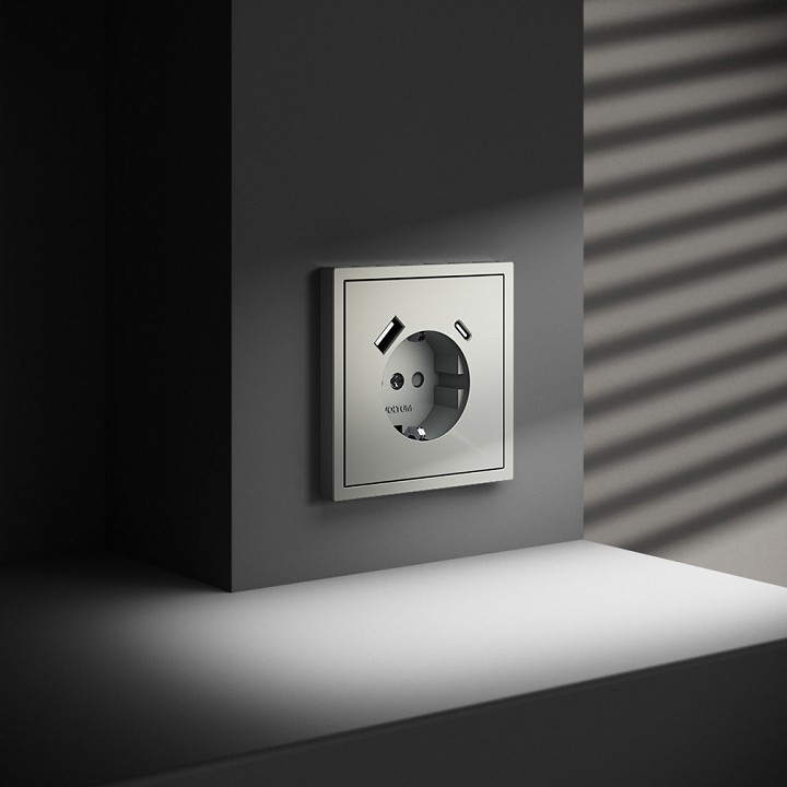 Розетка с заземлением и со шторкой и 2хusb type a и c, Без рамки voltum s70 vls040505