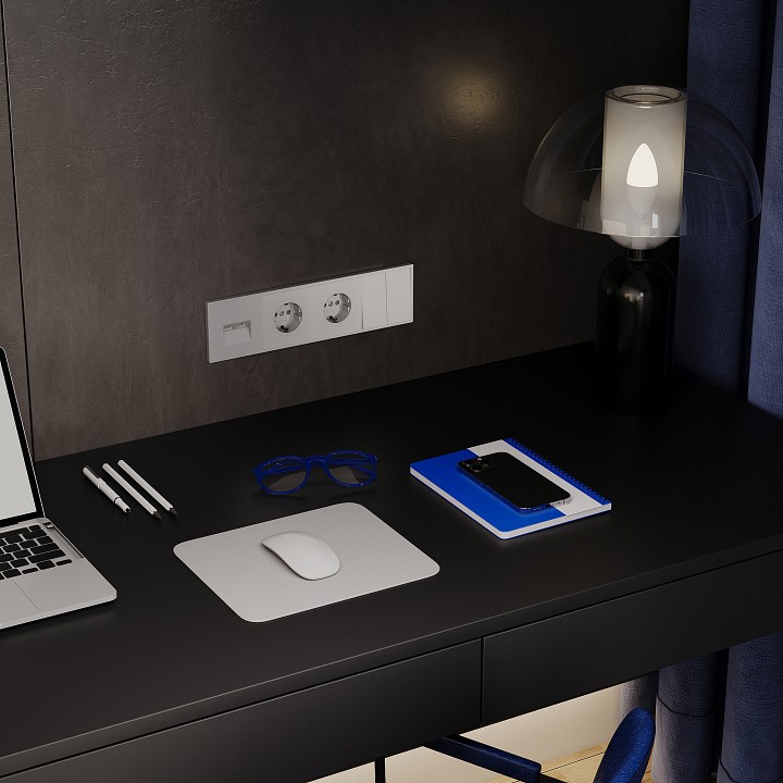 Розетка двойная ethernet rj-45 без рамки voltum s70 vls060205