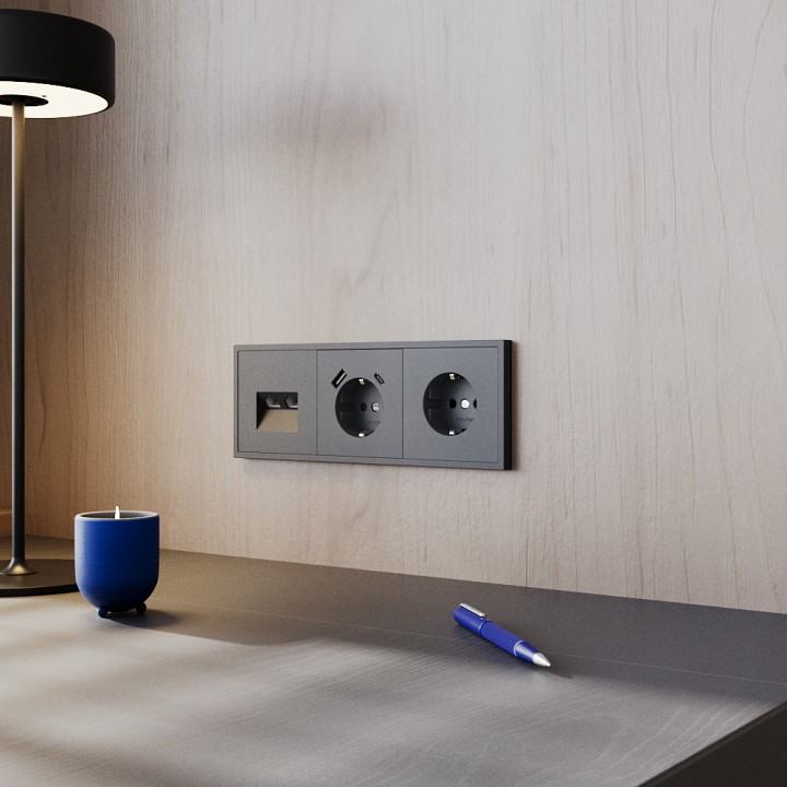 Розетка двойная ethernet rj-45 без рамки voltum s70 vls060207