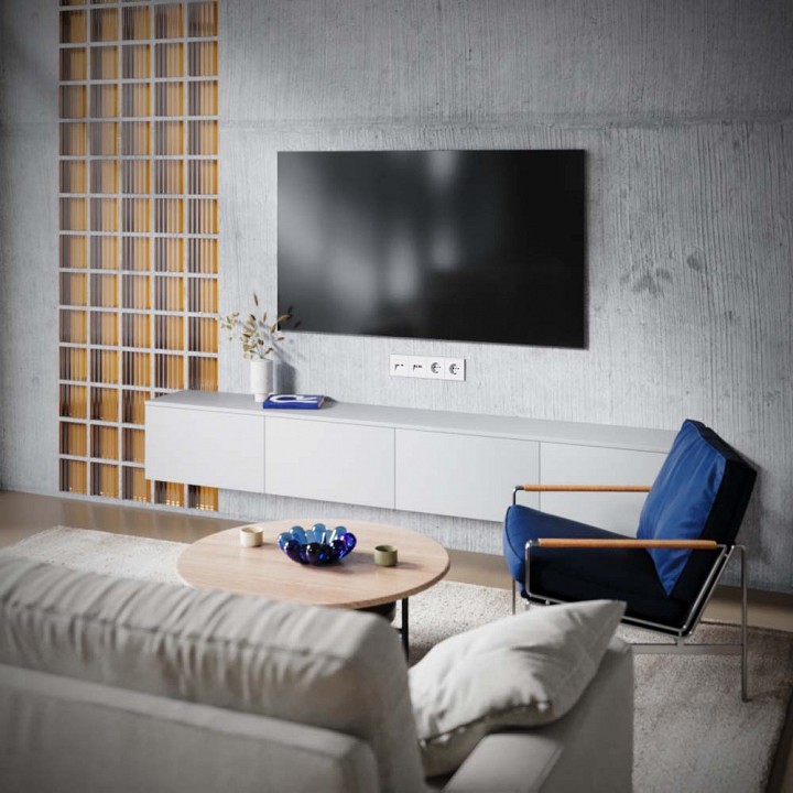 Тв-розетка и розетка ethernet rj-45 без рамки voltum s70 vls060702