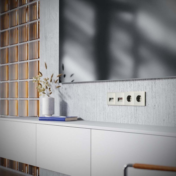 Тв-розетка и розетка ethernet rj-45 без рамки voltum s70 vls060704