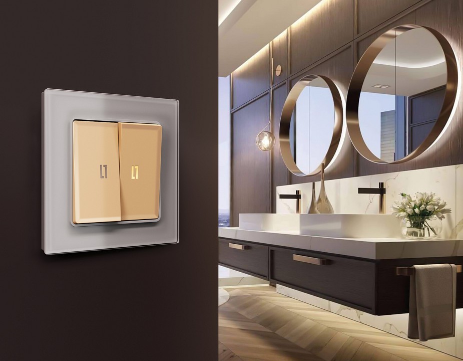 Клавиши для выключателя двухклавишного c подсветкой ambrella volt alfa ap6040