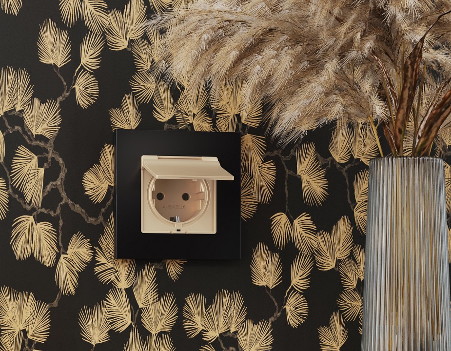 Накладка для розетки влагозащищенной с заземлением и со шторками с крышкой ambrella volt alfa ap6080