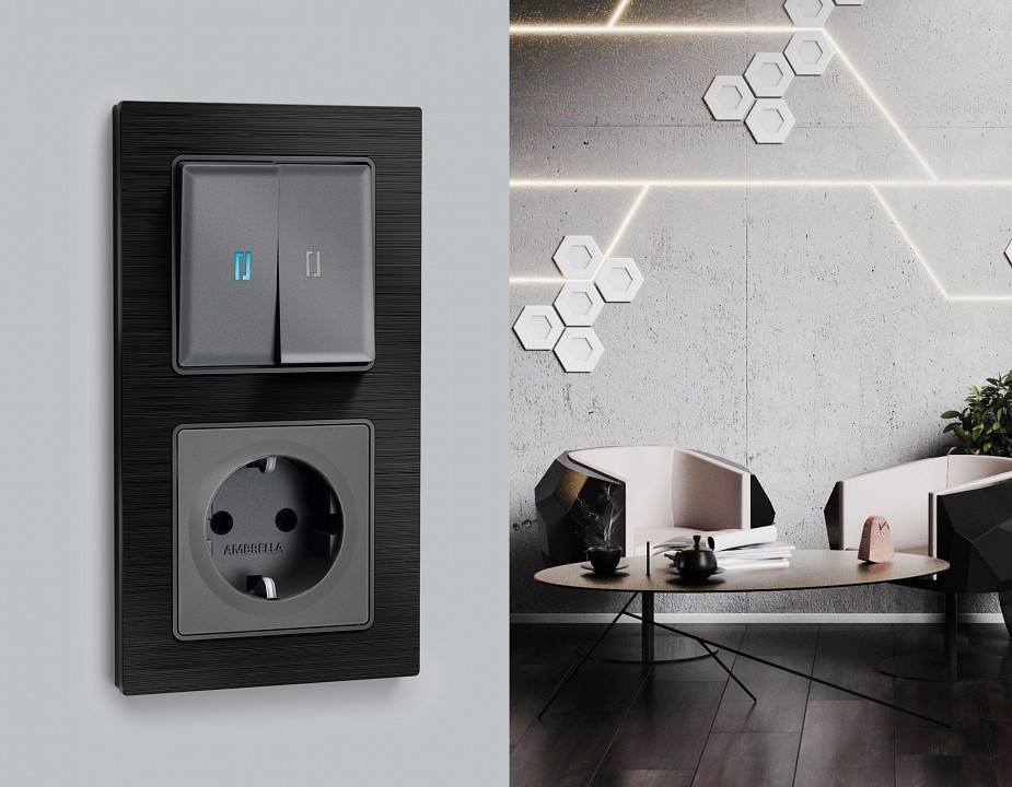 Клавиши для выключателя двухклавишного c подсветкой ambrella volt alfa ap6540