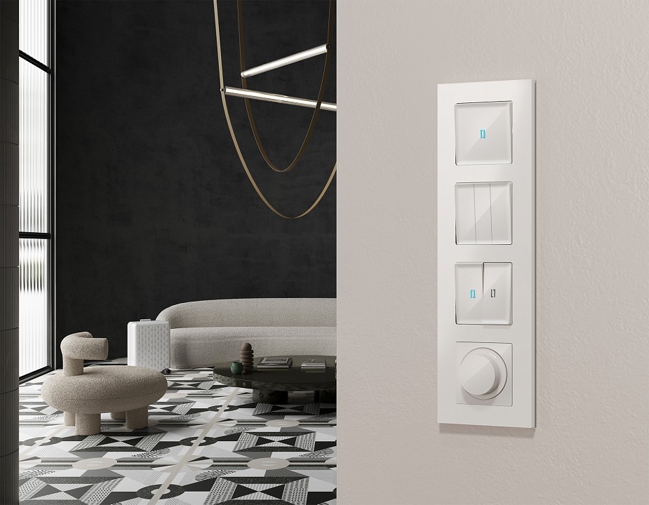 Выключатель самовозвратный одноклавишный с подсветкой, Без рамки ambrella volt ma ma102060