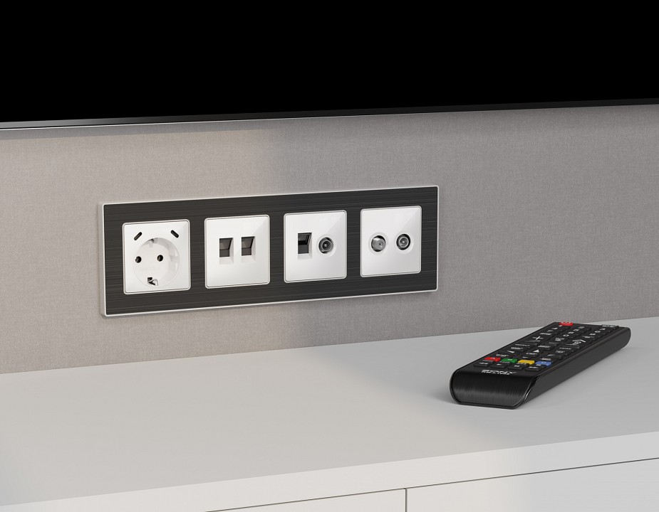 Механизм тв-розетки оконечные и розетки ethernet rj-45 со шторкам ambrella volt alfa ma112510