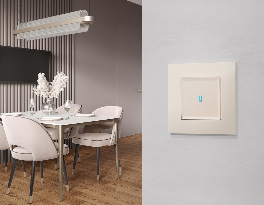 Выключатель самовозвратный одноклавишный с подсветкой, Без рамки ambrella volt ma ma322060