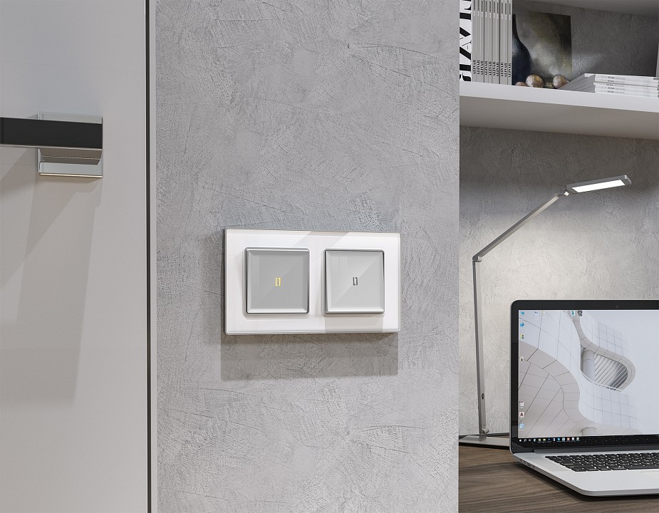 Выключатель самовозвратный одноклавишный с подсветкой, Без рамки ambrella volt ma ma402050