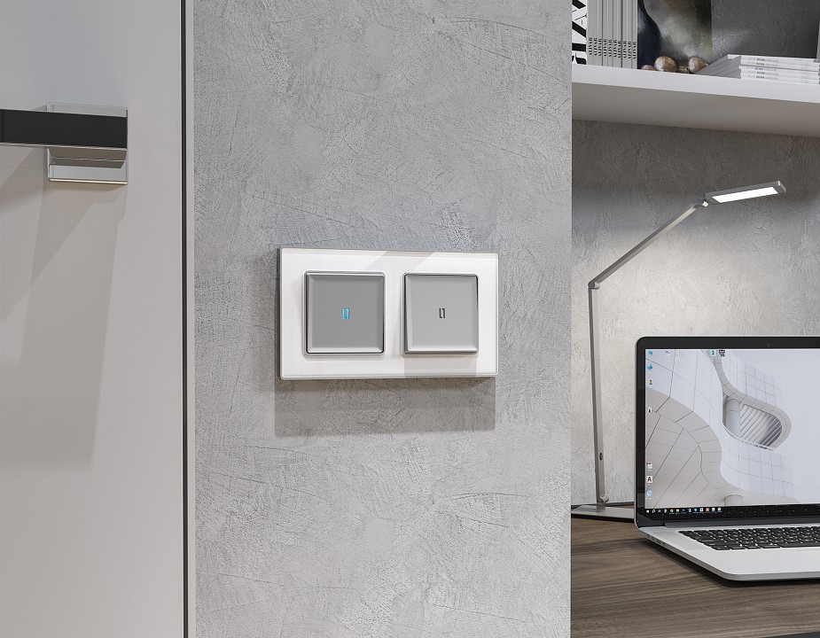 Выключатель самовозвратный одноклавишный с подсветкой, Без рамки ambrella volt ma ma402060