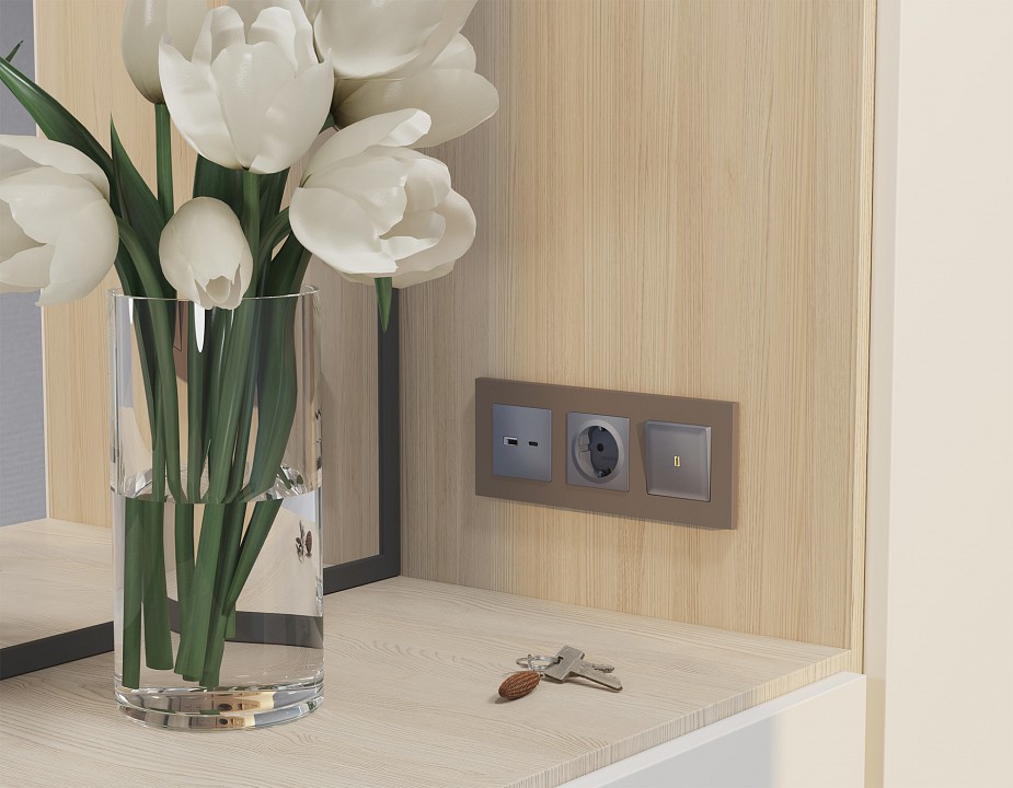 Выключатель самовозвратный одноклавишный с подсветкой, Без рамки ambrella volt ma ma502050