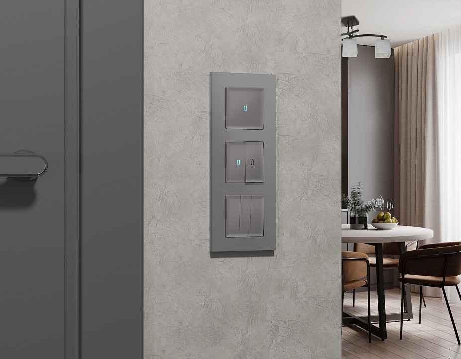 Выключатель самовозвратный одноклавишный с подсветкой, Без рамки ambrella volt ma ma502060