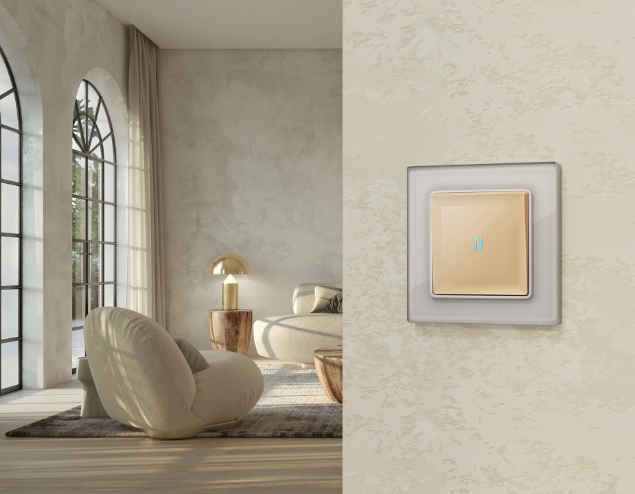 Выключатель самовозвратный одноклавишный с подсветкой, Без рамки ambrella volt ma ma602060