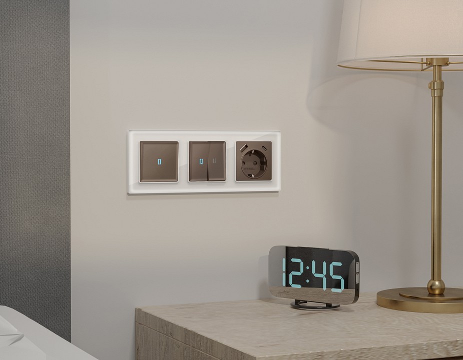 Выключатель самовозвратный одноклавишный с подсветкой, Без рамки ambrella volt ma ma632060