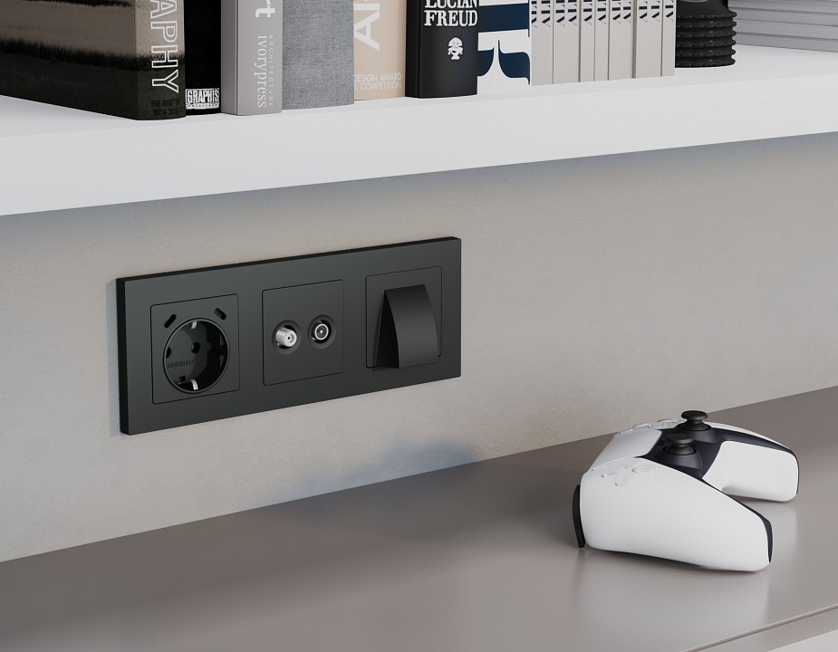 Розетка с заземлением и 2хusb type c, Без рамки ambrella volt alfa ma910510