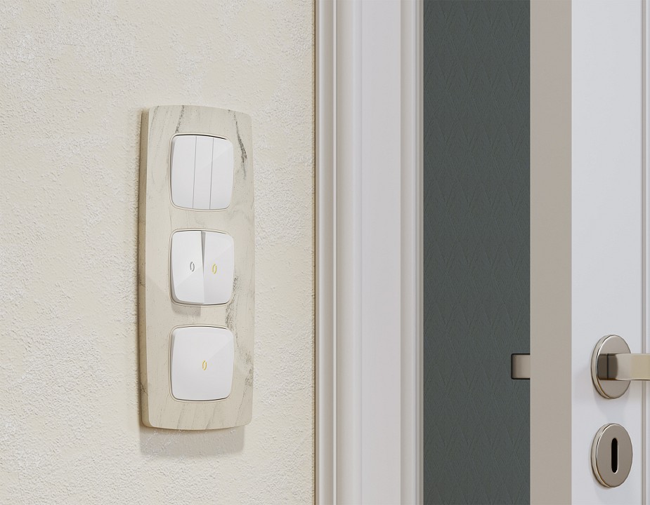 Выключатель самовозвратный одноклавишный с подсветкой, Без рамки ambrella volt mo mo102050