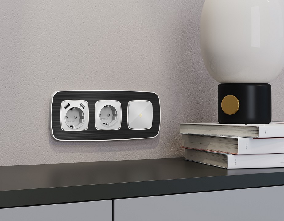 Выключатель самовозвратный одноклавишный с подсветкой, Без рамки ambrella volt mo mo402050