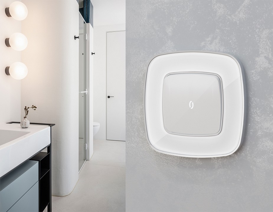 Выключатель самовозвратный одноклавишный с подсветкой, Без рамки ambrella volt mo mo402055