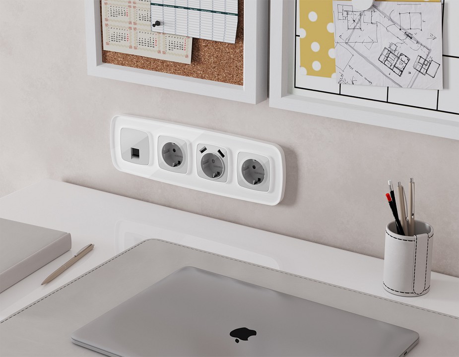 Розетка ethernet rj-45 и со шторками, Без рамки ambrella volt omega mo412005