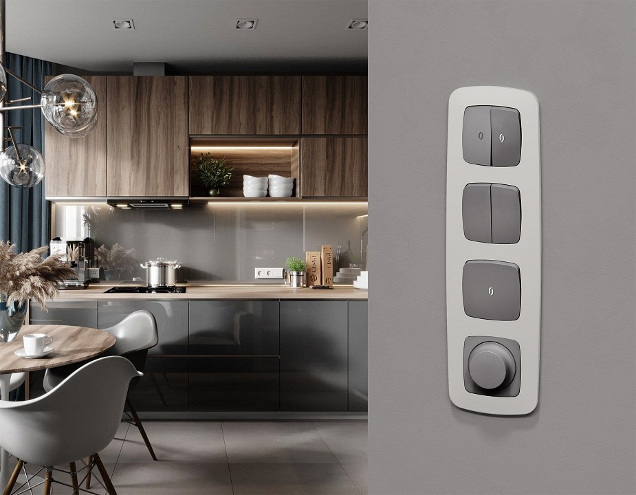 Выключатель самовозвратный одноклавишный с подсветкой, Без рамки ambrella volt mo mo502055