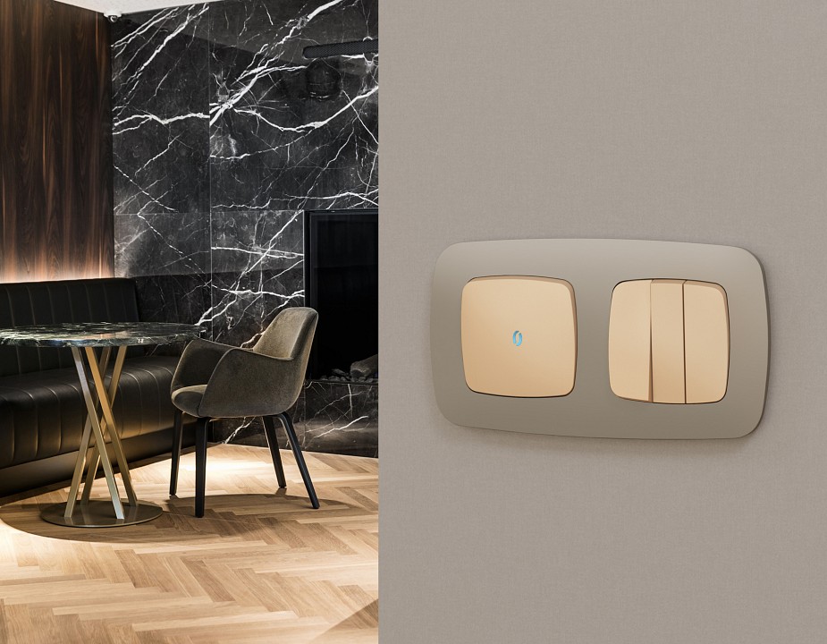 Выключатель самовозвратный одноклавишный с подсветкой, Без рамки ambrella volt mo mo602060