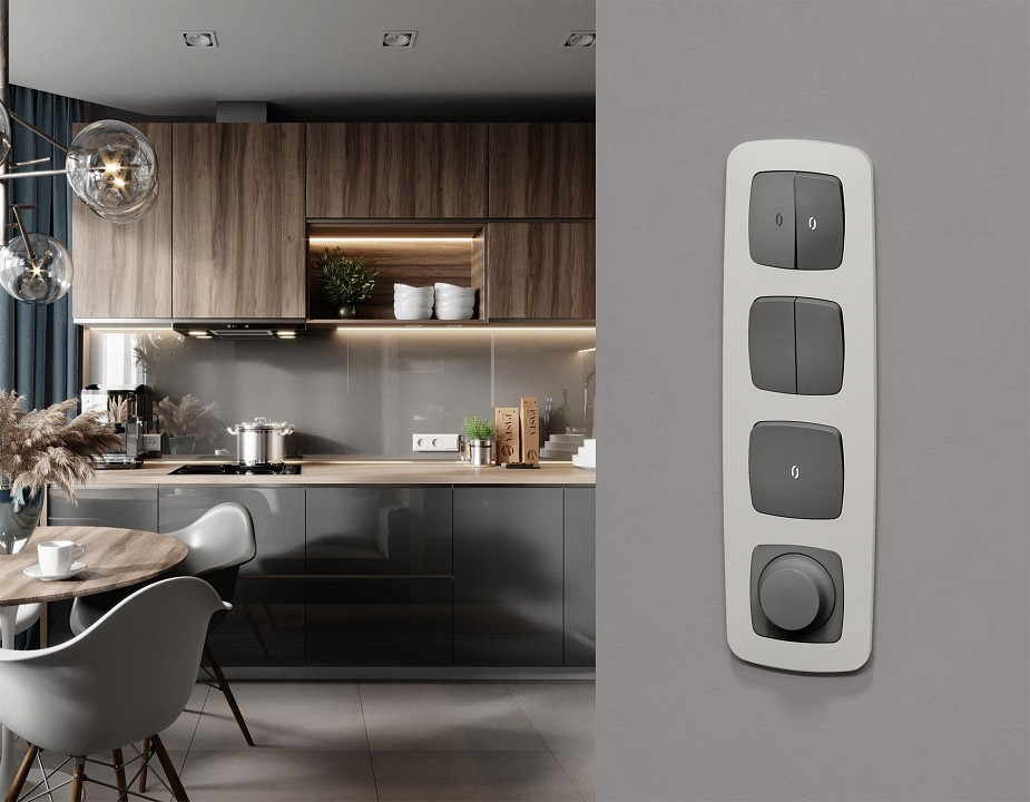 Выключатель самовозвратный одноклавишный с подсветкой, Без рамки ambrella volt mo mo652055