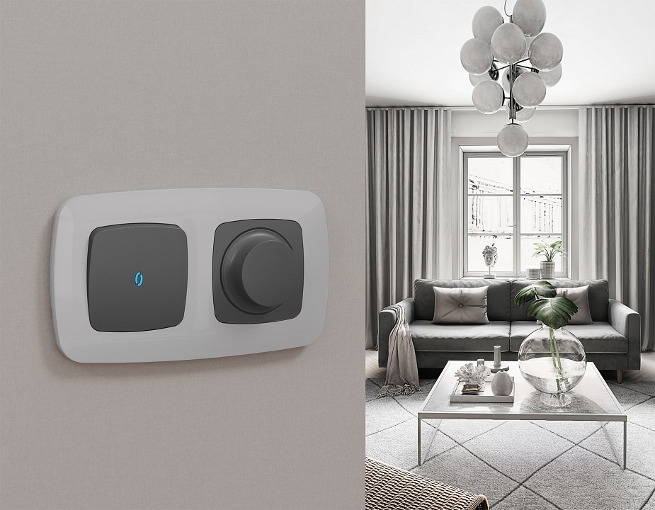 Выключатель самовозвратный одноклавишный с подсветкой, Без рамки ambrella volt mo mo902060