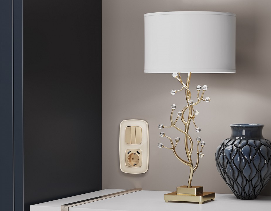 Накладка для розетки с заземлением и со шторками и 2хusb type a ambrella volt omega op6090