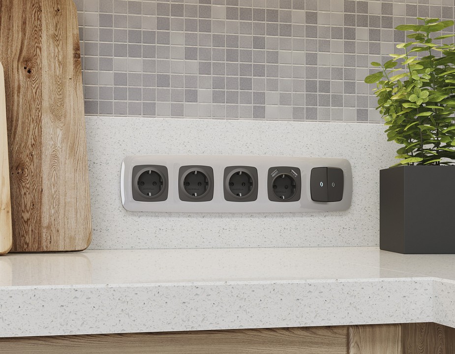 Накладка для розетки с заземлением ambrella volt omega op9060