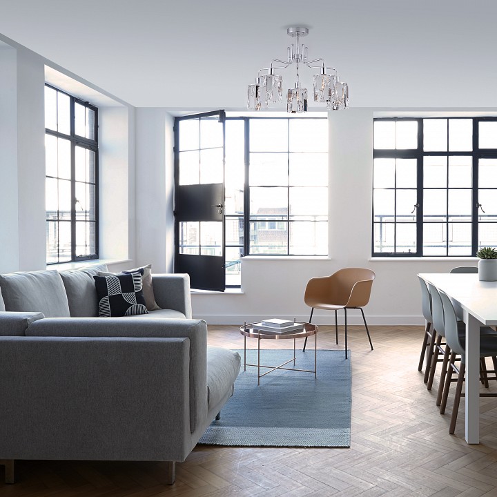 Люстра на штанге eurosvet scoppio 10101/5 хром/прозрачный хрусталь strotskis