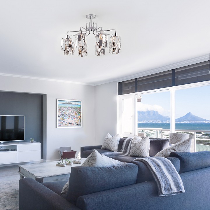 Люстра на штанге eurosvet scoppio 10101/8 хром/прозрачный хрусталь strotskis