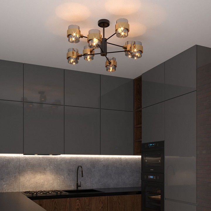 Люстра на штанге eurosvet arcada 70127/8 черный/дымчатый