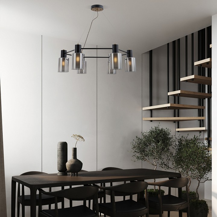 Подвесная люстра eurosvet notion 70219/6 черный/античная бронза