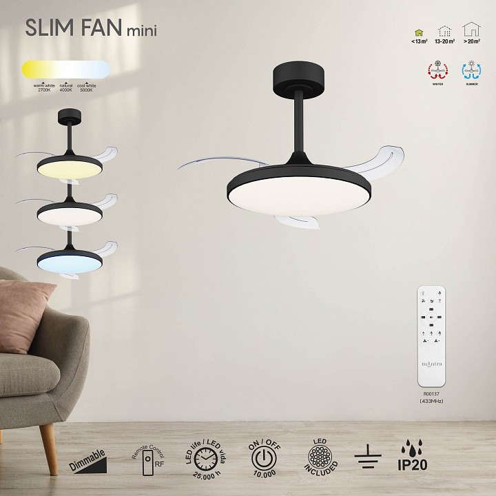 Светильник с вентилятором mantra slim fan 9056