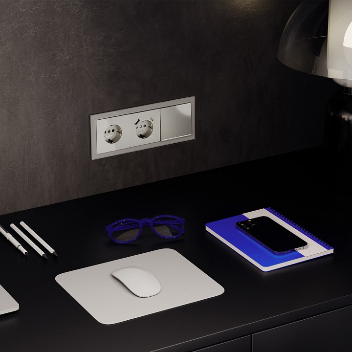 Выключатель проходной одноклавишный с подсветкой без рамки voltum s70 vls010404