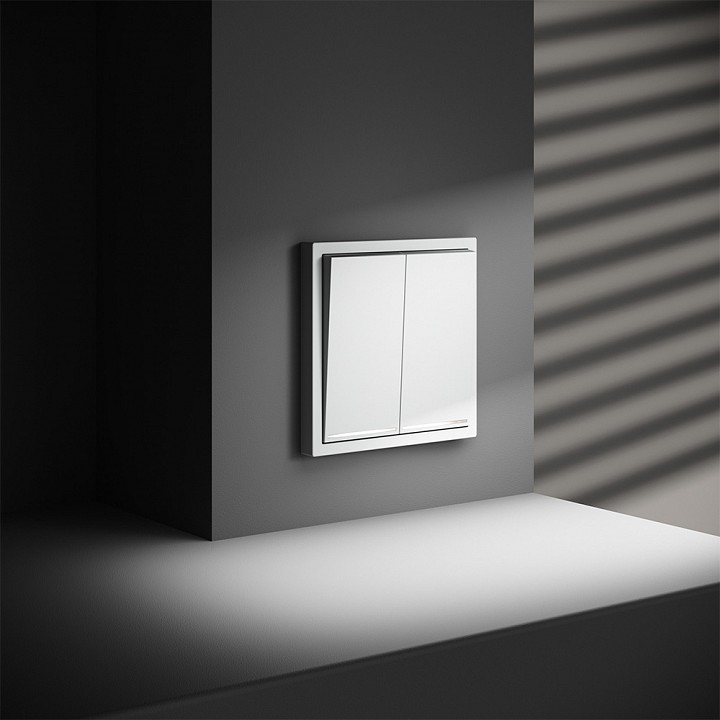 Выключатель проходной двухклавишный с подсветкой без рамки voltum s70 vls020402